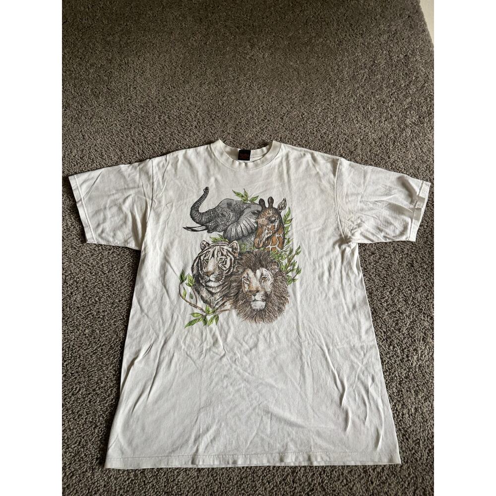 VTG Diamond Dust Shirt Mens XL Wildlife Graphic Crew Neck Cotton Jersey 90s